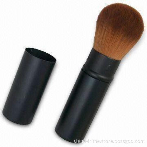 Retractable Makeup Brush with Metal Handle and Aluminum Ferrule